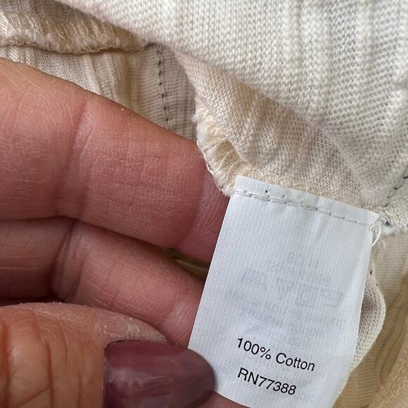 J. CREW, cream with chambray stripes, short sleeves, women's size M, T-shirt - Picture 6 of 8